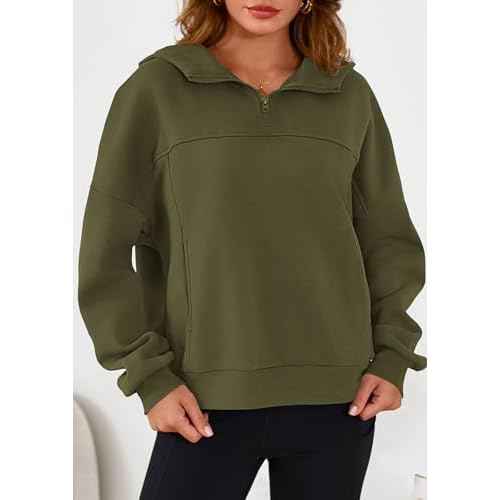 PRETTYGARDEN Womens Hoodies Cropped Fleece Sweatshirts 2025 Fall Fashion Quarter Zip Pullover Long Sleeve Tops Winter Clothes