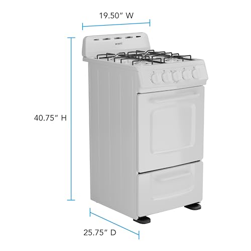Avanti Gas Range Oven, Compact Freestanding Design, 4 Burners with Electronic Ignition, 2.1 Cu.Ft. Capacity Features Solid...