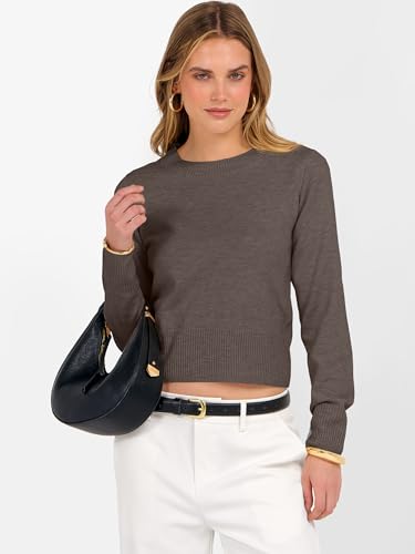 ANRABESS Women’s Long Sleeve Sweaters Cropped Crew Neck Business Casual Light Weight Sweater Tops Fall Fashion Clothes 2025