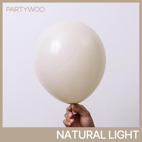 PartyWoo White Sand Balloons 51 pcs 12 Inch Beige Cream Ivory Off White Latex Helium Balloons for Wedding Bridal Graduatio...