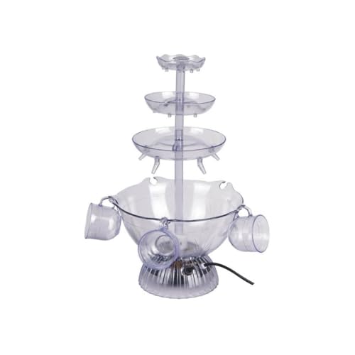 Generic 3-Tier Party Drink Fountain - 220V British Standard ABS Beverage Fountain with LED Base | Flowing Water Fall Machi...