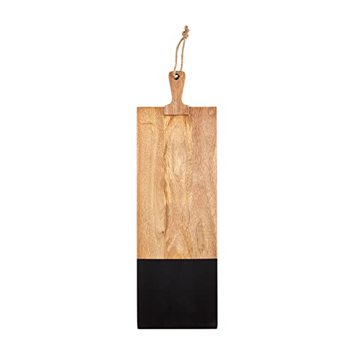 Mud Pie Long Black Wooden Serving Board, Block, 26" x 8"