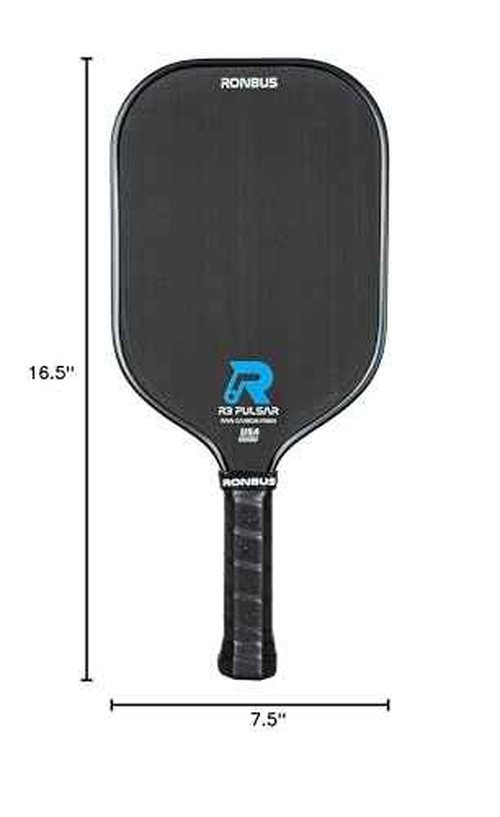 Ronbus R1/R3 Pulsar Thermoformed Raw Toray T700 Carbon Fiber Pickleball Paddle with 16 mm Polypropylene Honeycomb Core (R3 Pulsar)