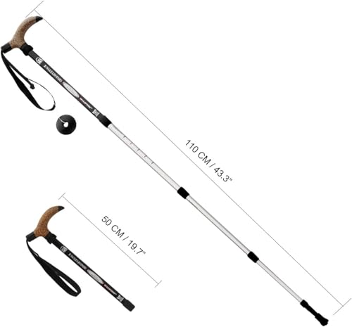 Aluminum Alloy Quick Lock Trekking Pole Anti-Shock Walking Stick Adjustable Cane Crutch for Mountains Trekking Hiking,Ultr...