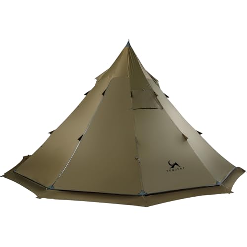 TOMOUNT Hot Tent, Tipi Teepee Tent with Stove Jack, 70D Ripstop Nylon, PU3000mm, Waterproof Lightweight for 2-4 Person, 4 ...