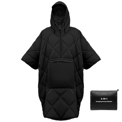 Qodia Camping Blanket Poncho, 4-in-1 Wearable Sleeping Bag Poncho, Ultralight Waterproof Outdoor Blanket & Travel Pillow f...