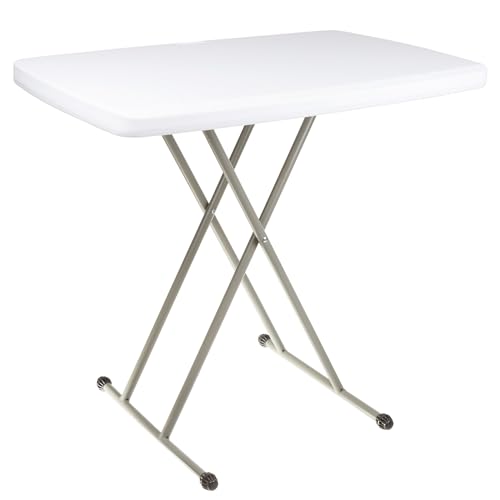Everyday Home Folding Table with Adjustable Height - Lightweight Portable Folding Desk - Small Plastic Table for Camping, ...