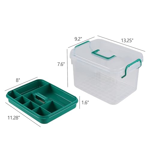 Yesdate 1 Pack Plastic Medicine Storage Kit with Tray, First Aid Storage Box with Handles, Clear Household First Aid Organ...