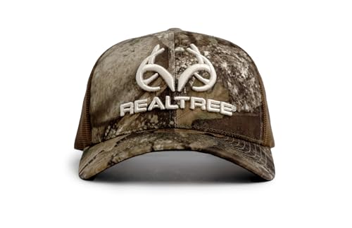 Realtree Men's Camo Hat with 3D Embroidered Antler Logo Hats - Premium 6 Panel Caps for Hunting, Fishing, Hiking and Outdoors