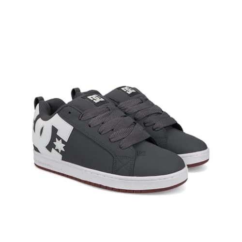 DC Men's Court Graffik Skate Shoe, Grey/White