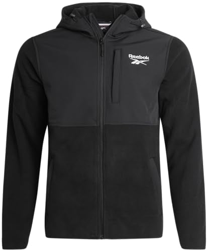 Reebok Mens Fleece Jacket - Lightweight Polar Fleece Zip Up Winter Jackets for Men - Gym Workout Running Outdoor Mens Jacket
