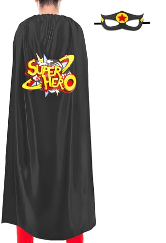 iROLEWIN Superhero-Cape and Mask for Adults Women Men Super Hero Dress-up Costume Spirit Day Team Halloween Party Favors Gift