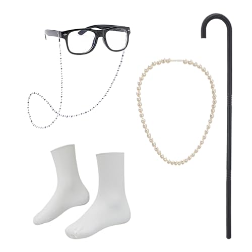 Z-Shop Old Lady Costume for Girls 100th Day of School Costume Grandma Granny Dress with Wig for Kids