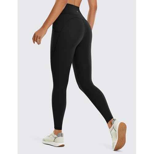 CRZ YOGA Womens Brushed Naked Feeling Workout Leggings 25" - High Waisted Gym Athletic Tummy Control Yoga Pants with Pockets