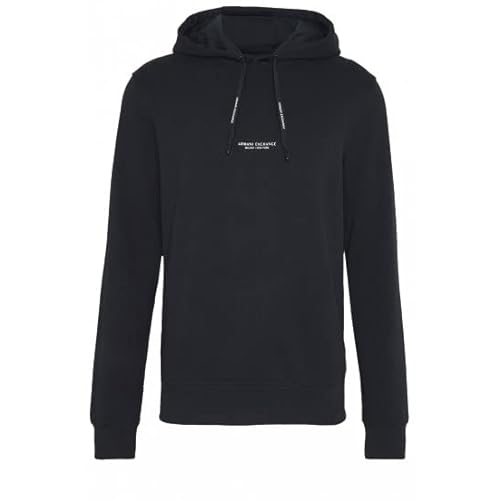 Armani Exchange mens Pull-over Hooded Sweatshirt With Front Back Logo