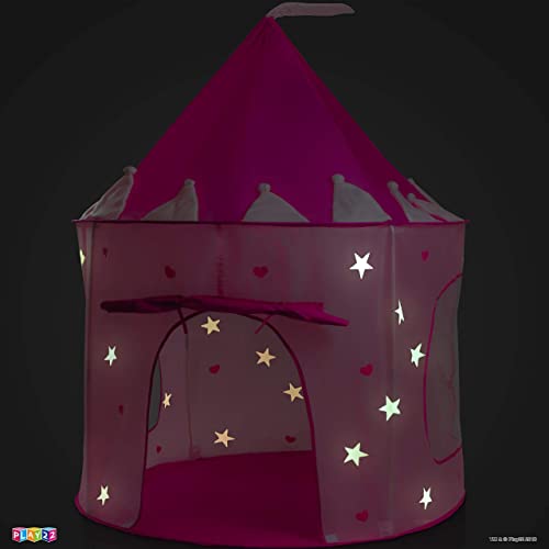 Play22 Play Tent Princess Castle Pink - Features Glow in The Dark Stars - Portable - Kids Pop Up Tent Foldable Into A Carr...
