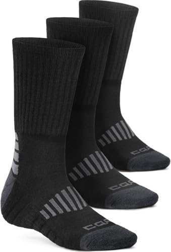 CQR 3 Pack Men and Women Wool Hiking Mid Calf Crew Socks, Moisture Wicking Breathable Outdoor Tactical Cushion boot Socks
