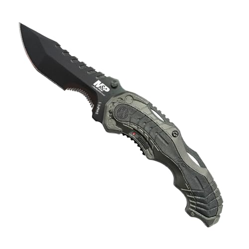 Smith & Wesson SWMP6 7.7in High Carbon S.S. Assisted Folding Knife with 3.4in Clip Point Blade and Aluminum Handle for Out...