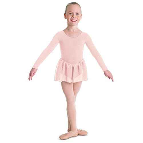 Bloch Dance Girl's Petal Skirted Long Sleeve Leotard, Light Pink-6x/7