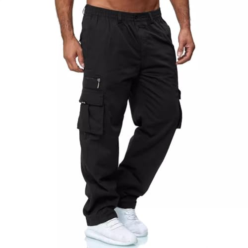 Men’s Outdoor Cargo Pant with Multi Pockets Lightweight Tactical Pant for Hiking Jogger Classic Fit,Black