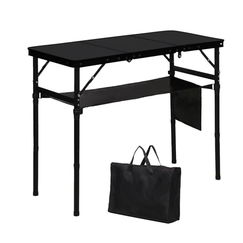 LOFTEY Folding Camping Table with 3 Adjustable Height, 3ft Foldable Aluminum Camp Table, Lightweight with Storage Bag, Por...