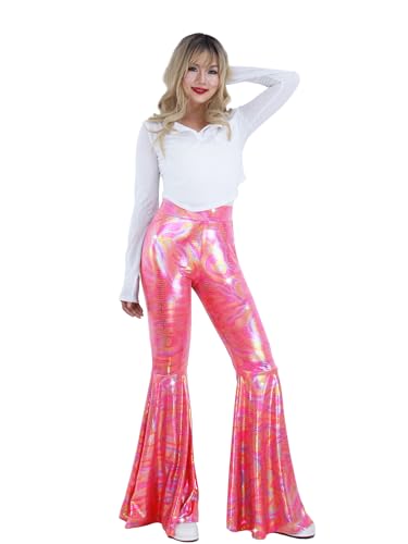 Nawgut Womens Sequin Flare Pant Sparkly High Waisted Leg Bell Bottom Glitter Trousers Night Out Clubwear