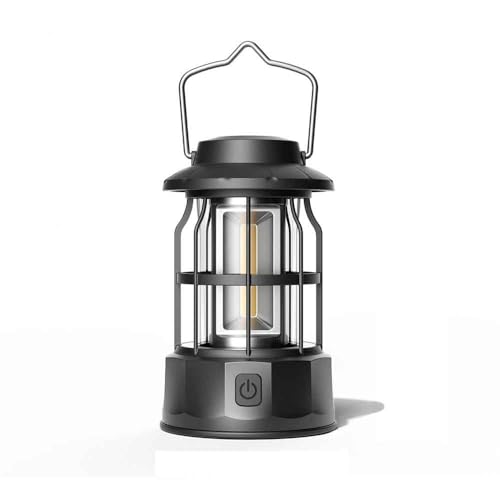 YIONGTAF Adjustable Waterproof Rechargeable Camping Lantern, Emergency Light, Fishing, Adventures, Power Outages, Black