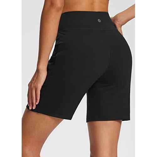 BALEAF Women's 7" Bermuda Shorts High Waisted Athletic Running Pull On Shorts with Pockets for Causal Summer