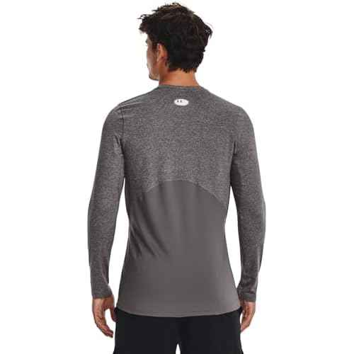 Under Armour - Mens ColdGear Armour Fitted Crew Long-Sleeve T-Shirt, Color Charcoal Light Heather (021), Size: X-Large