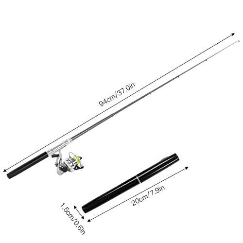 Sunicon Portable Pen Shape Fishing Rod, Mini Pocket Collapsible Fishing Pole Kit Spinning Fishing Gear Organizer Pole Tele...