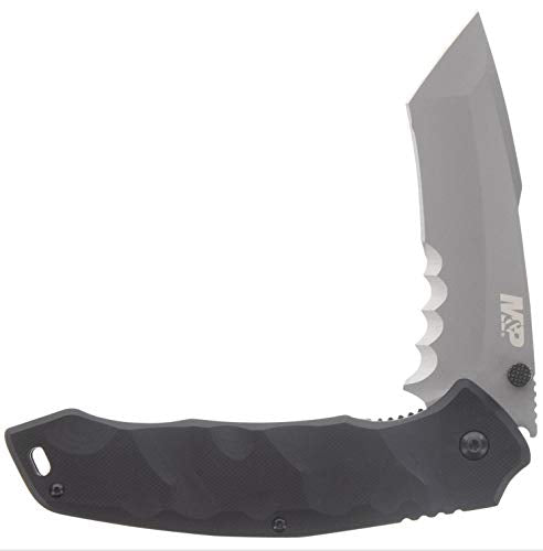 Smith & Wesson M&P Special Ops 9.3in Stainless Steel Assisted Opening Knife with 4in Tanto Blade and G10 Handle for Outdoo...