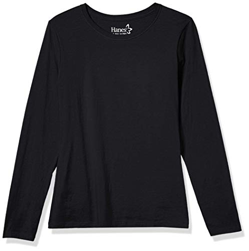 Hanes Womens Originals Long Sleeve Cotton T-Shirt, Lightweight Crewneck Tee, Modern Fit