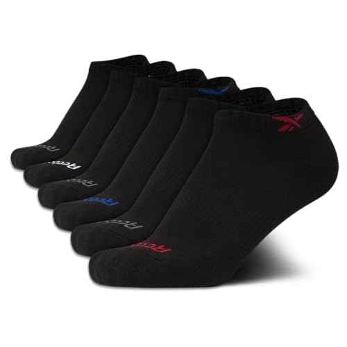 Reebok Boys' Ankle Socks - 6 Pack Moisture-Wicking Low Cut Athletic Low Cut Socks for Boys with Arch Support (Sizes: S-L)