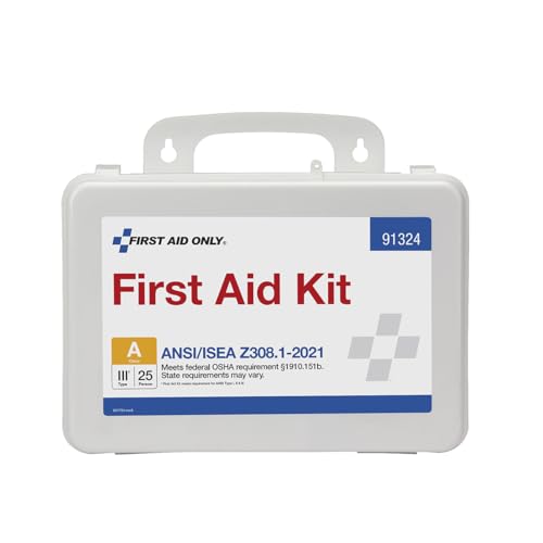 First Aid Only 91324 ANSI A 2021 and OSHA Compliant First Aid Kit, 25-Person Emergency First Aid Kit for Business, Home, C...