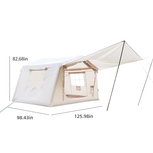 Inflatable Tent 4/6/8 Person, Blow Up Tent with Hand Pump for Easy Setup, 4 Season Waterproof Oxford Glamping Tents for Ca...