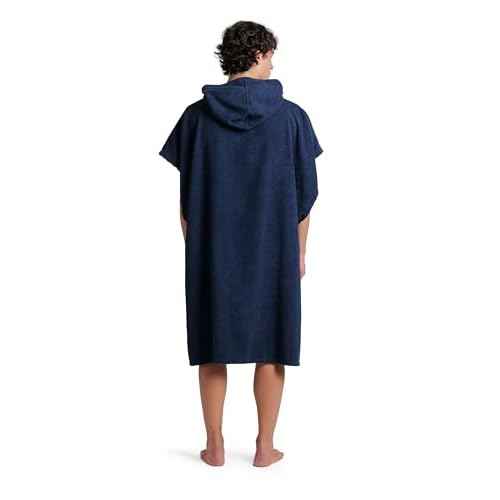 ARENA Unisex Cotton Poncho Soft Hooded Towel with Front Pocket Easy Changing Post Swim Warmth and Comfort for Beach Pool or Surf, Navy/White, Large/X-Large