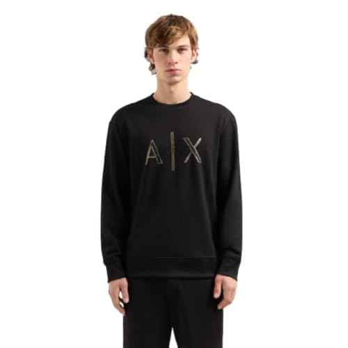 Armani Exchange mens Black and Gold Crewneck