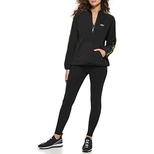 DKNY womens Sport Flip Logo Tape Quarter Zip Jacket