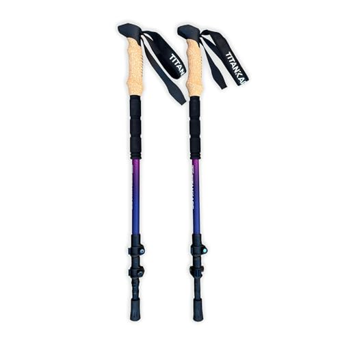 Collapsible Lightweight Trekking Poles – Walking Sticks for Seniors, Cork Grips Adjustable Carbon Fibre Nordic Poles for M...