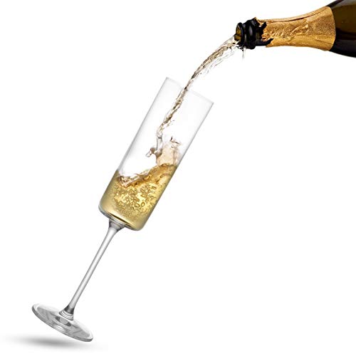 JoyJolt Champagne Flutes, Claire Collection Crystal Champagne Glasses Set of 2, 5.7 Ounce Capacity, Exquisite Craftsmanshi...