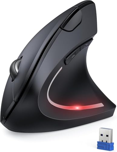 TECKNET 2.4G Ergonomic Mouse Vertical Wireless - 4800 DPI Optical Carpal Tunnel Mouse Right Hand, 5 Adjustable DPI, Quiet ...