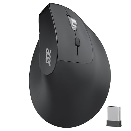 acer Ergonomic Mouse Wireless, Adjustable DPI Vertical Mouse 1000/1200/1600 with 6 Buttons, Rechargeable Ergo Mice with 2....