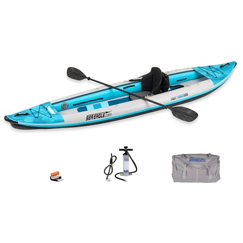 Sea Eagle 385FT Redesigned Fasttrack Inflatable Kayak 12'8" 2 Person Touring Kayak, Attached Rigid High-Pressure V-Bottom,...