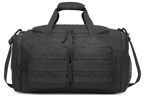 Wotony Tactical Duffle Bag for Men, Duffle Bag for Gym, Travel - Military Weekender Workout Molle Bag (Black, 35L)