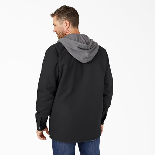 Dickies mens Fleece Hooded Duck Shirt Jacket With Hydroshield
