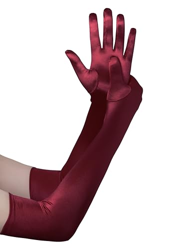 BABEYOND Long Opera Party 1920s Satin Tea Party Gloves Costume Stretchy Adult Size Elbow Length Bridal Gloves