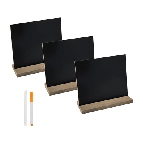 DSTELIN 5 X 6 Inches Mini Tabletop Chalkboard Signs with Vintage Style Wood Base Stands, Set of 3