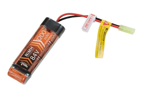Lancer Tactical Airsoft Battery High Capacity 8.4V NiMH Flat Battery Pack with Mini Tamiya Connector - 1200mAh