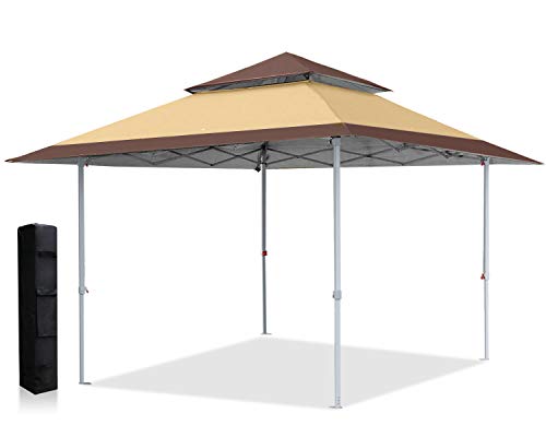 ABCCANOPY 13x13 Pop Up Canopy Base on 10x10 Canopy Frame with Double Ventilated Top, 4 Sandbags, 4 Ropes and 8 Stakes (Beige)
