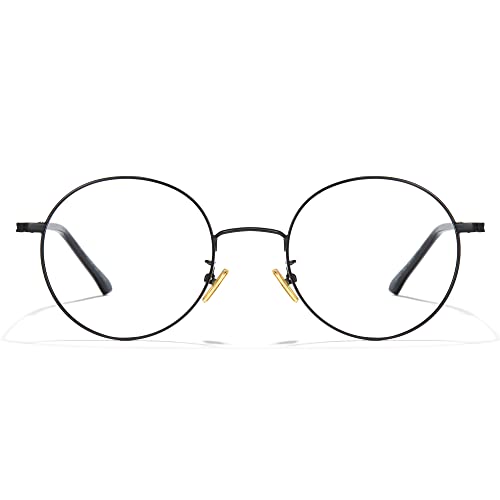 Cyxus Round Blue Light Blocking Glasses Men Woman Wire Frame Ultralight Comfortable Office Computer Gaming Study 8090